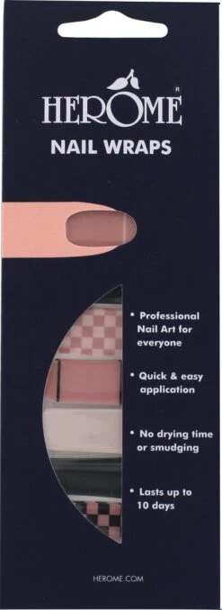 Herome Nail Wraps Pink Vintage Pattern - Nagelstickers - Nail Art - Zonder Droogtijd - 2x10 Stickers