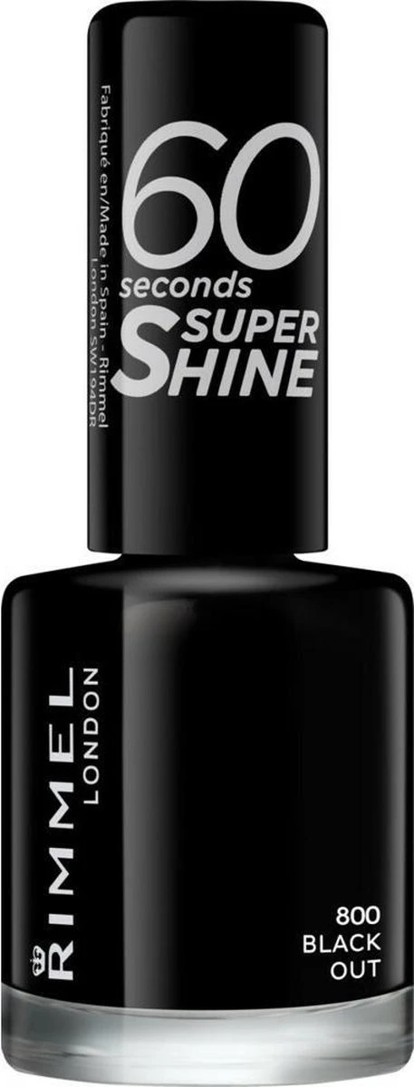 Rimmel London 60 Seconds SuperShine Nagellak - 900 Rita's Black 6 Rimmel London 60 Seconds SuperShine Nagellak - 900 Rita's Black - Afbeelding 6