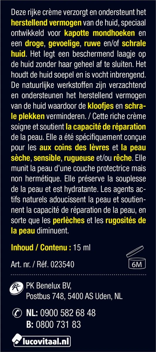 Lucovitaal - Kapotte Mondhoeken Crème - Lippenbalsem 8 Lucovitaal - Kapotte Mondhoeken Crème - Lippenbalsem - Afbeelding 8