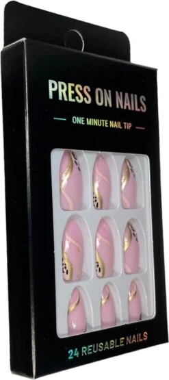 Merkloos Press On Nails - Nep Nagels - Roze Goud - Almond - Manicure - Plak Nagels - Kunstnagels Nailart - Zelfklevend -Cosmetisch Kortingswinkel 534x1200