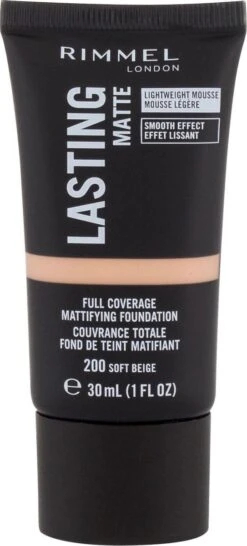 Rimmel London Lasting Matte Foundation - 200 Soft Beige -Cosmetisch Kortingswinkel 543x1200 1
