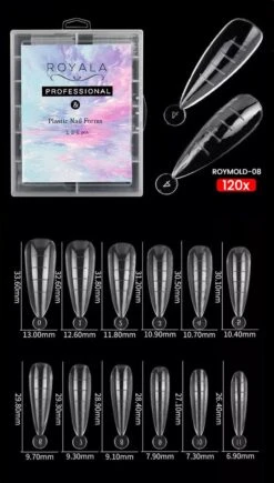 Royala Mold08 Dual System Forms - Mold - 120 Stuks - 12 Maten In Handige Tipbox - Polygel Tips - Voor Polygel En Acrylgel - Mix System Forms - Tips Voor Polygel - Royala Dual Mold Tips Line -Cosmetisch Kortingswinkel 682x1200