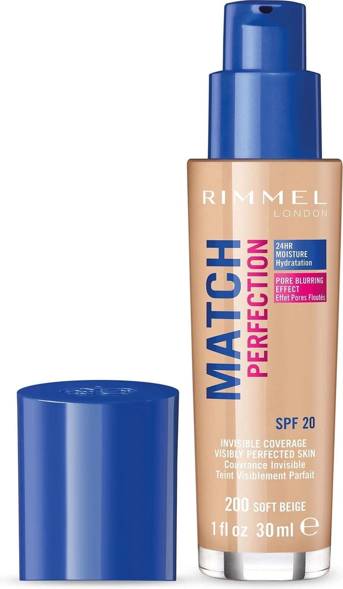 Rimmel London Match Perfection Foundation - 200 Soft Beige - Beige 3 Rimmel London Match Perfection Foundation - 200 Soft Beige - Beige - Afbeelding 3