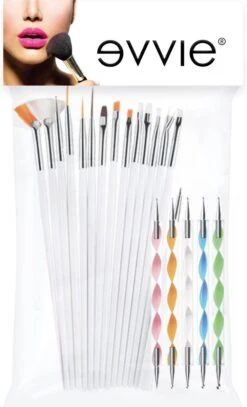 Evvie 20 Delige Nail Art Set - 15 Nailart Penselen En 5 Dotting Tools - Wit -Cosmetisch Kortingswinkel 729x1200 1