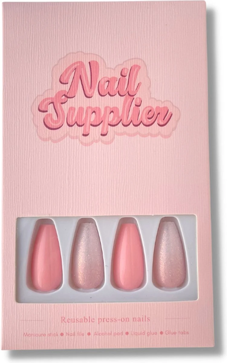 Nailsupplier 'It's A Girl' | Roze Nepnagels Met Glitters | Plaknagels | Kunstnagels Met Lijm | Press On Nails 2 Nailsupplier 'It's A Girl' | Roze Nepnagels Met Glitters | Plaknagels | Kunstnagels Met Lijm | Press On Nails - Afbeelding 2