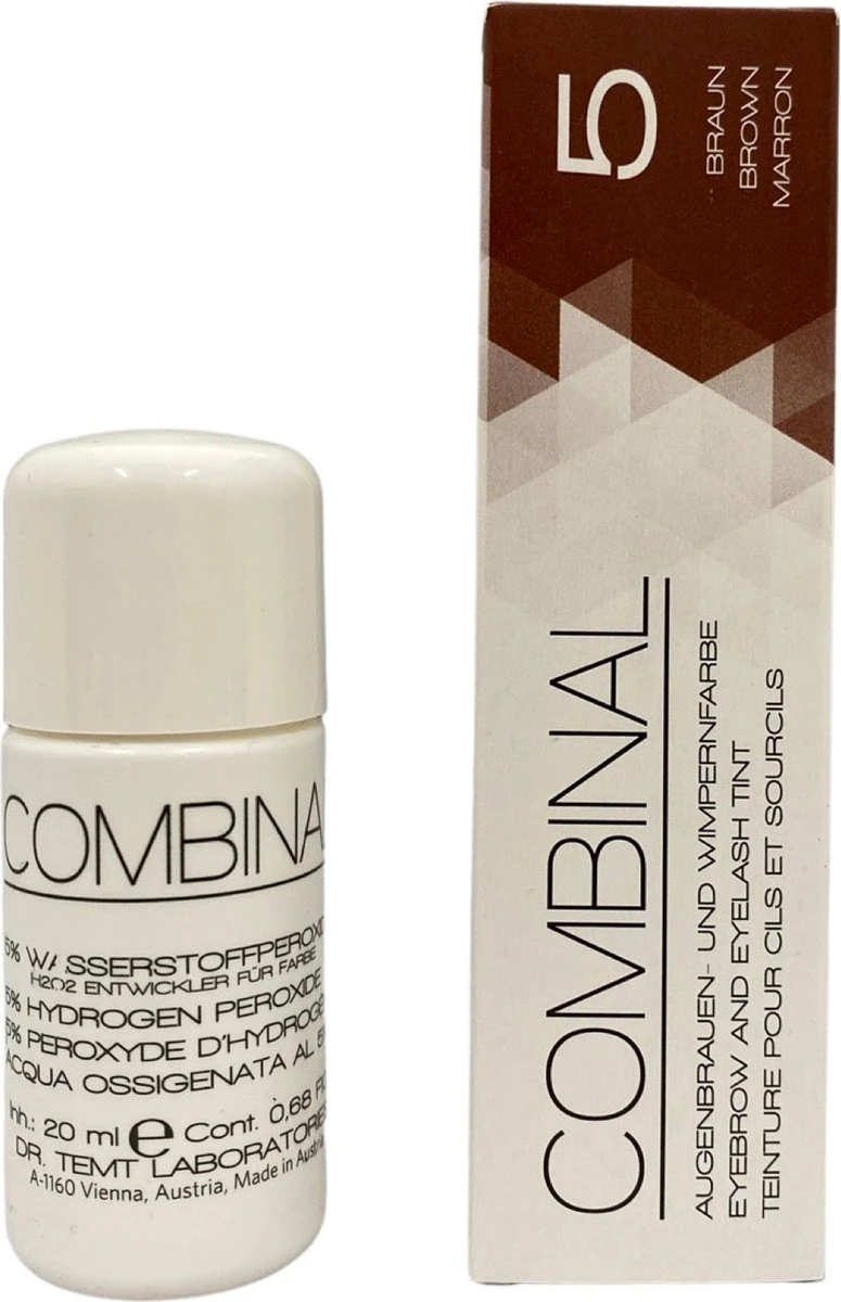 Combinal Wenkbrauw En Wimperverf - Bruin + Combinal Waterstofperoxide 5% - Wimpers - Wenkbrauwen - Wenkbrauwverf - Combideal 2 Combinal Wenkbrauw En Wimperverf - Bruin + Combinal Waterstofperoxide 5% - Wimpers - Wenkbrauwen - Wenkbrauwverf - Combideal - Afbeelding 2