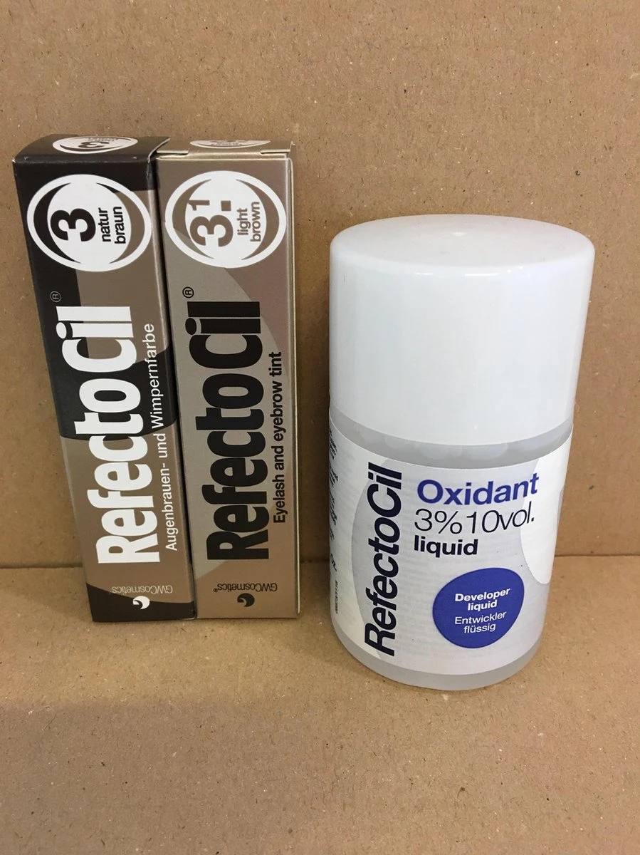 RefectoCil 2 Stuks Nr. 3 Natuurbruin En Nr. 3.1 Lichtbruin + 100ml Oxidant 1 RefectoCil 2 Stuks Nr. 3 Natuurbruin En Nr. 3.1 Lichtbruin + 100ml Oxidant