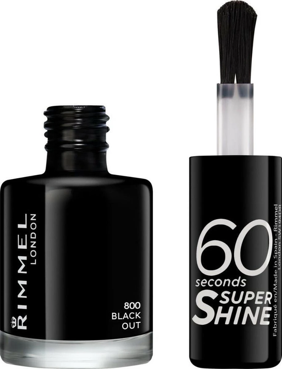 Rimmel London 60 Seconds SuperShine Nagellak - 900 Rita's Black 2 Rimmel London 60 Seconds SuperShine Nagellak - 900 Rita's Black - Afbeelding 2